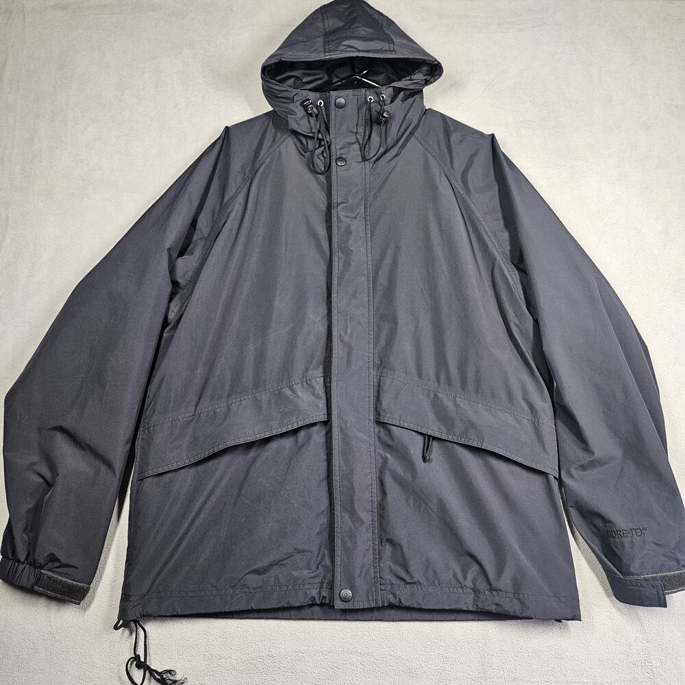 LL BEAN GoreTex Windbreaker Rain Jacket Men M Black Full Zip Extreme Wet Weather